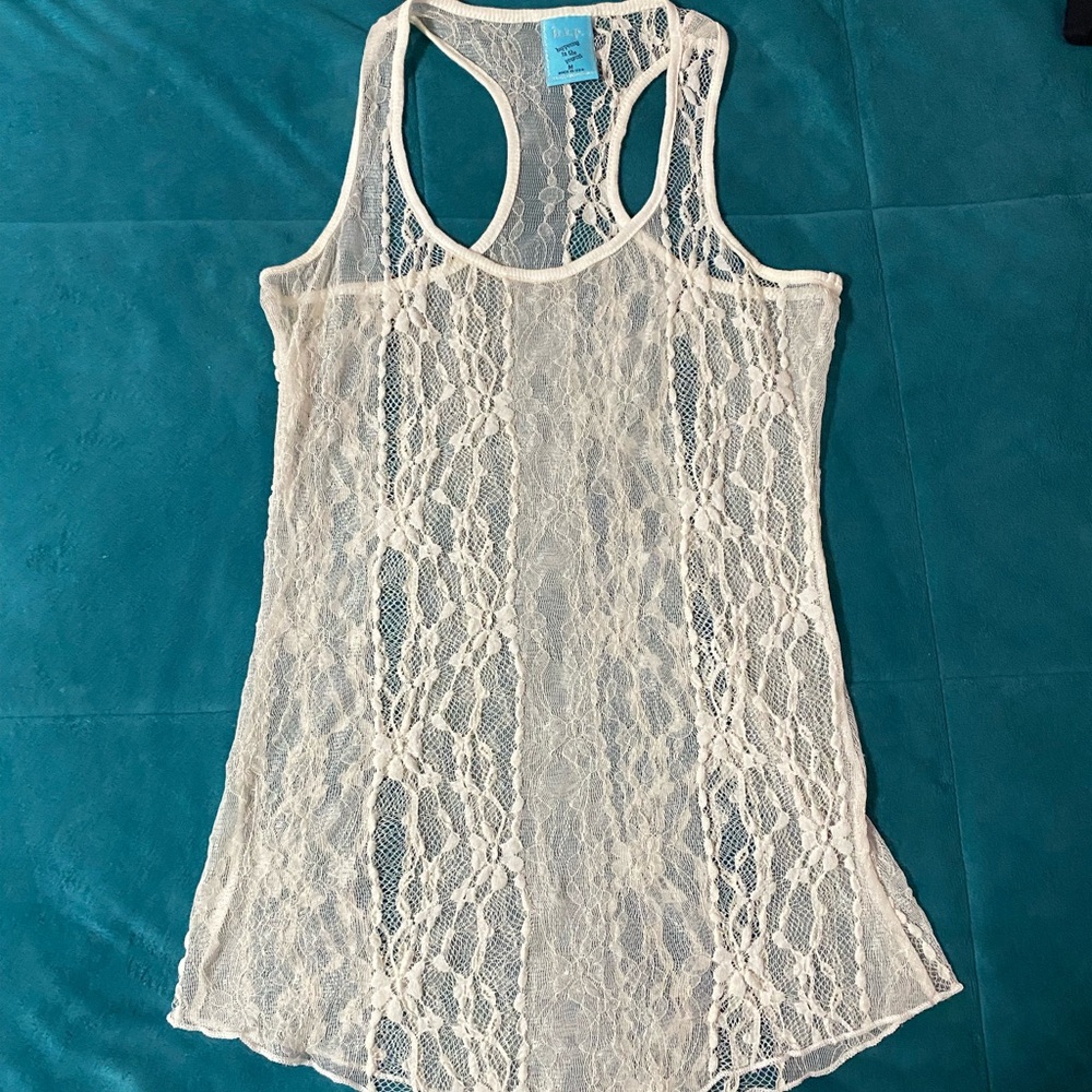 Vintage Y2K H.I.P. Sheer Lace Tank Top Size Medium